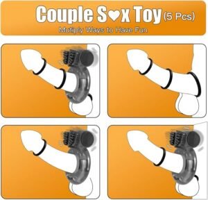 5Pcs Vibrating Cock Ring Sex Toys - SaxDoll.Pk