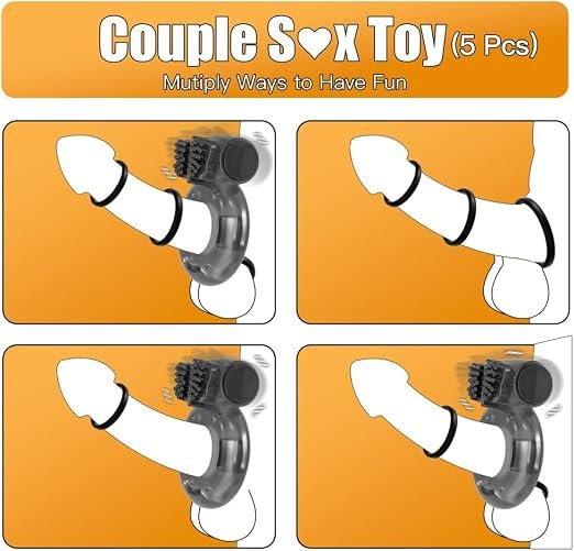 5Pcs Vibrating Cock Ring Sex Toys - SaxDoll.Pk
