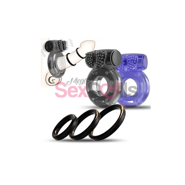 5Pcs Vibrating Cock Ring Sex Toys - SaxDoll.Pk