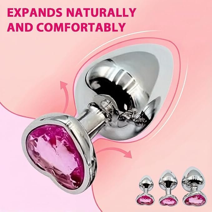 Pink Heart Crystal Anal Plugs