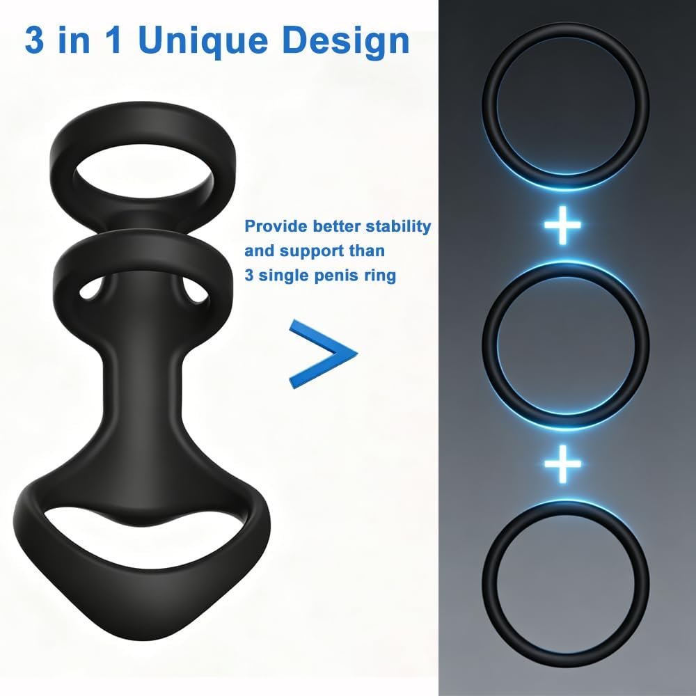 Silicone Triple Cock Penis Ring Sleeve - SaxDoll.Pk