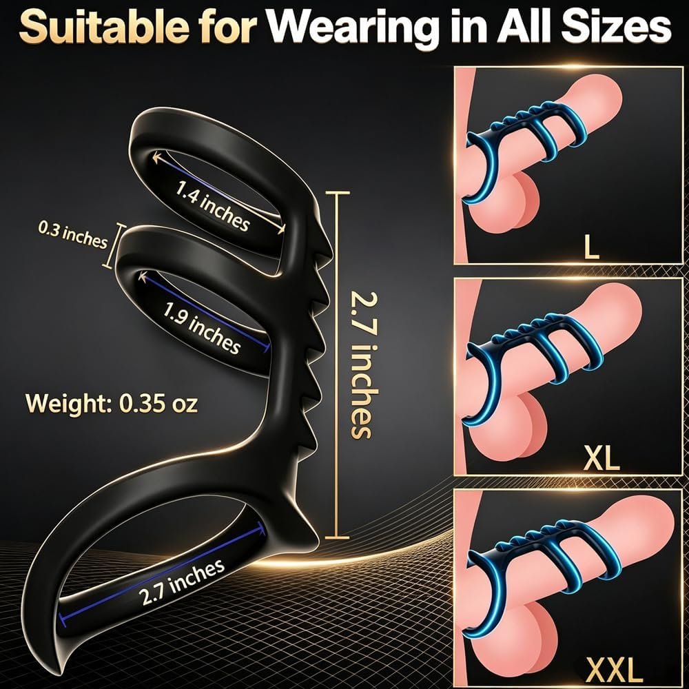 Silicone Triple Cock Penis Ring Sleeve - SaxDoll.Pk