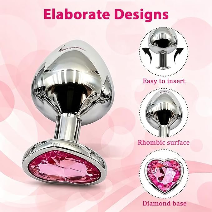 Pink Heart Crystal Anal Plugs