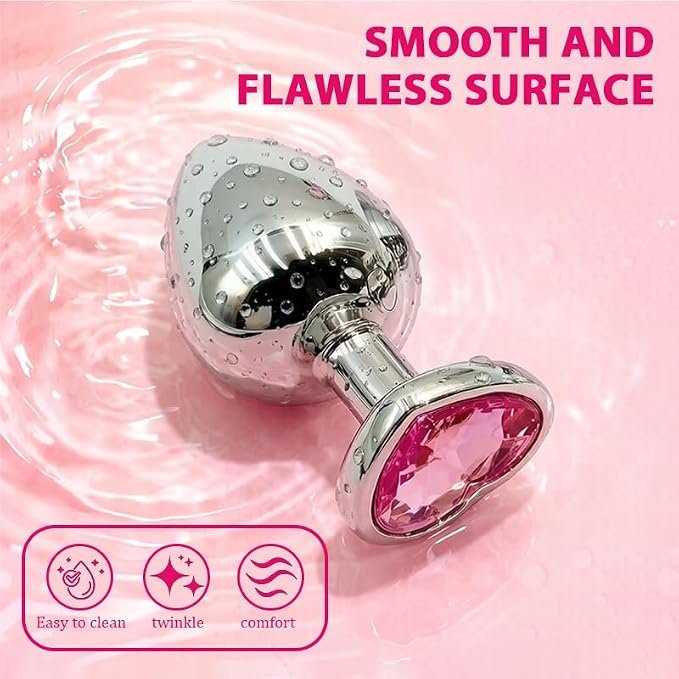 Pink Heart Crystal Anal Plugs