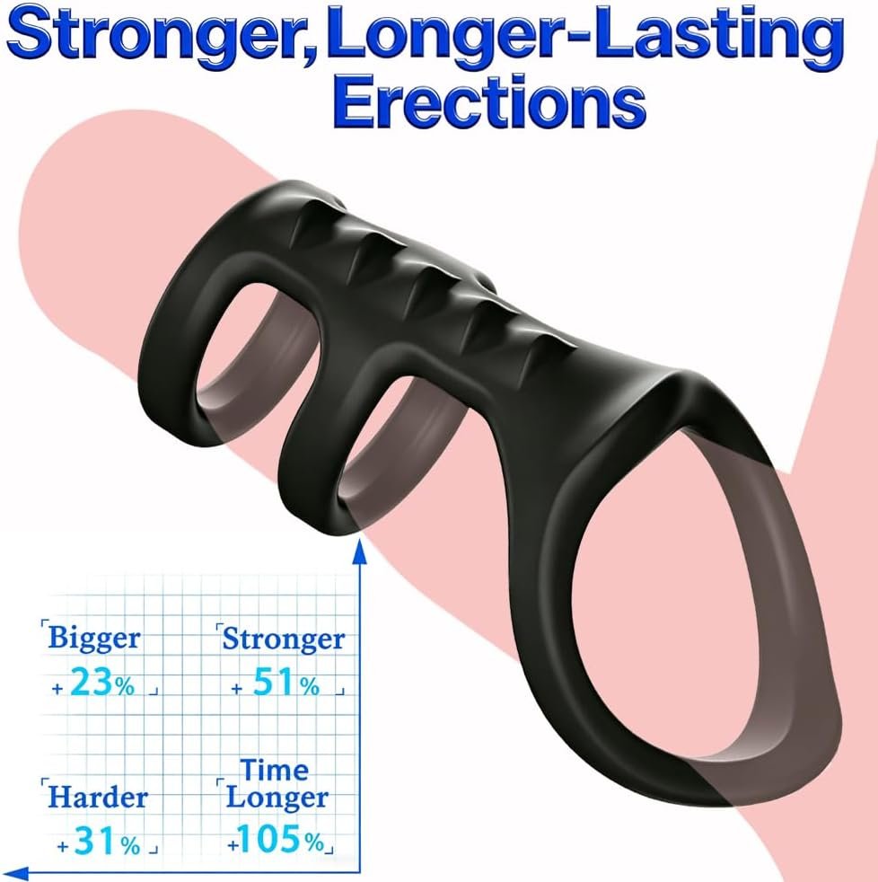 Silicone Triple Cock Penis Ring Sleeve - SaxDoll.Pk