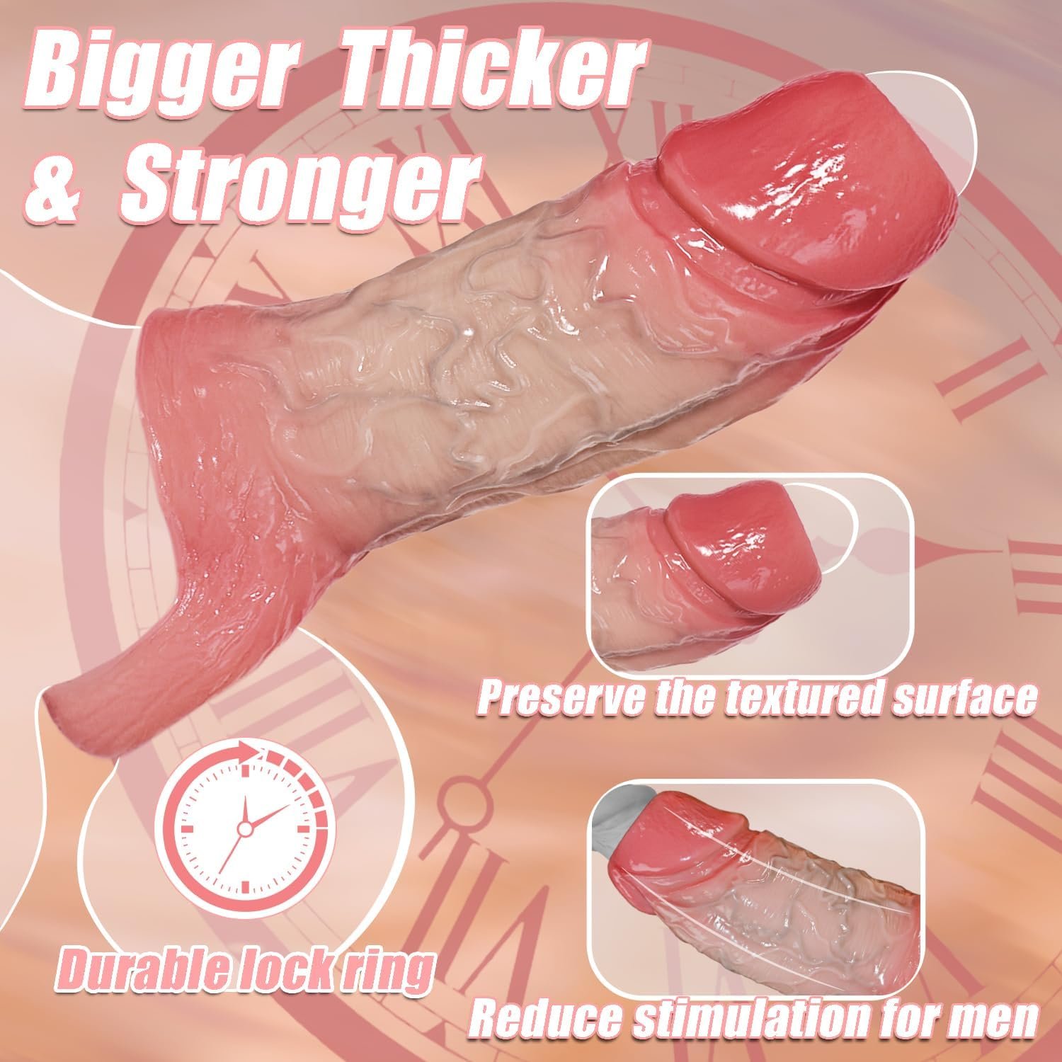 Silicone Penis Extender Sleeve with Cock Ring - SaxDoll.Pk