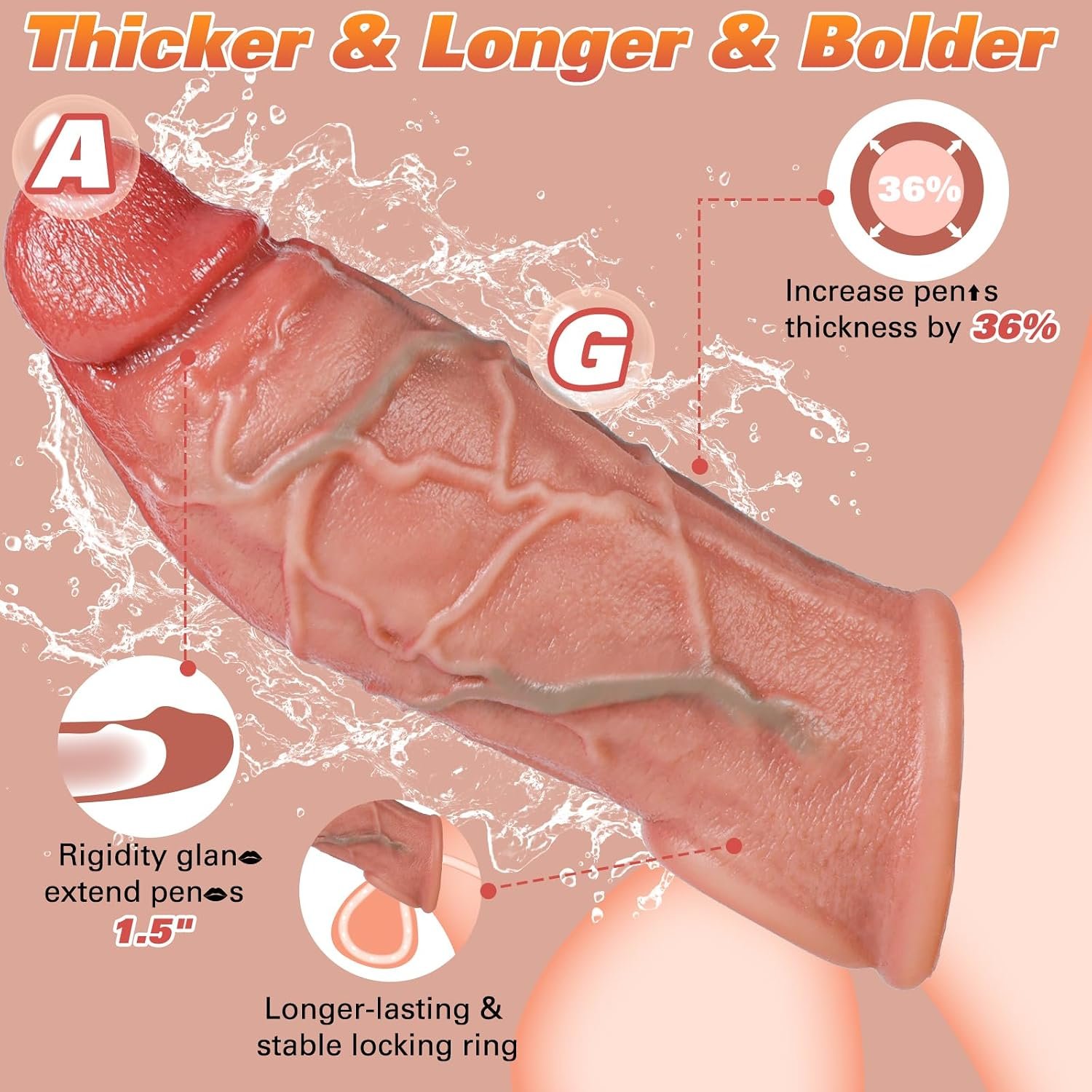 Realistic Upgraded Penis Sleeve Extender - SaxDoll.Pk