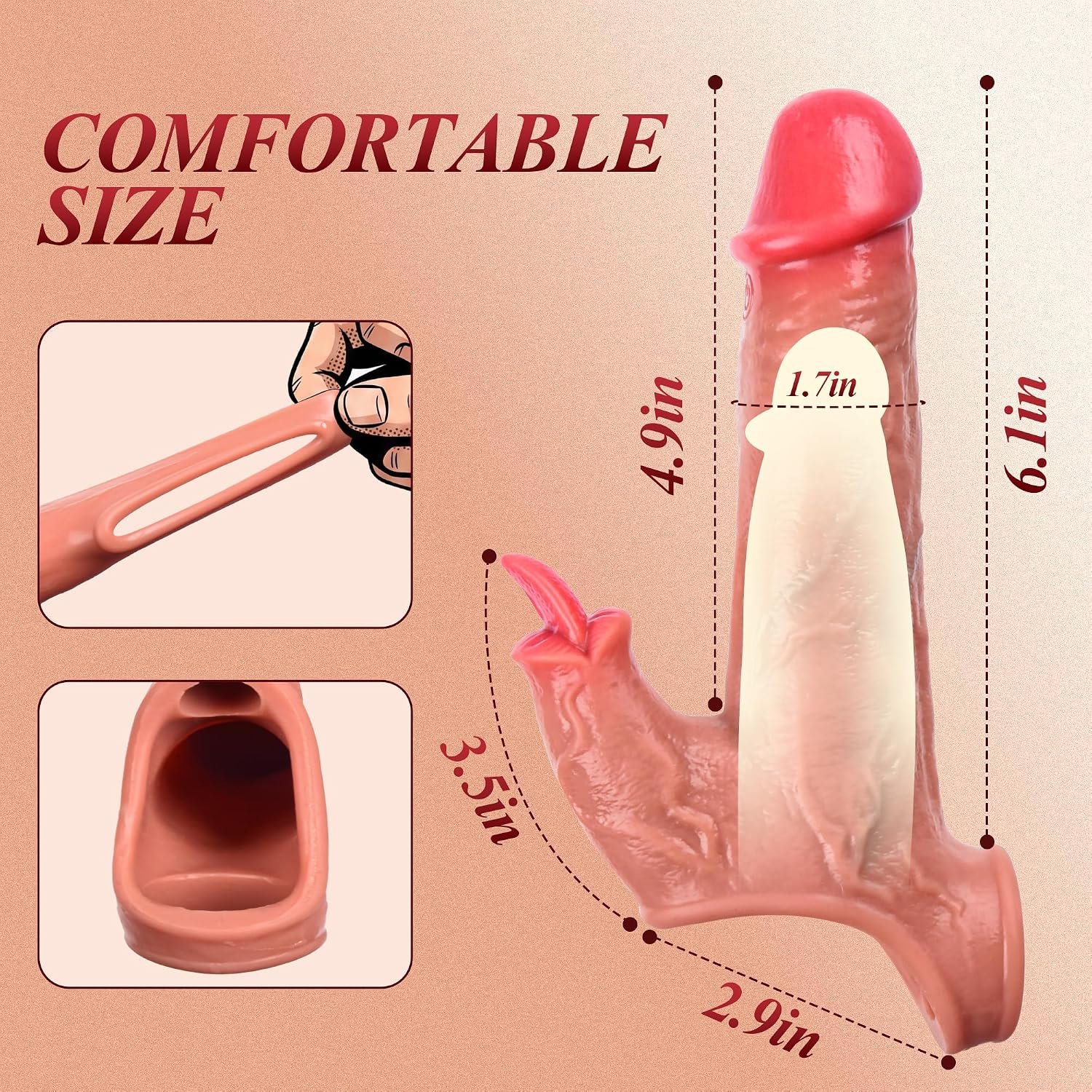 Silicone Penis Extender with Cock Ring - SaxDoll.Pk