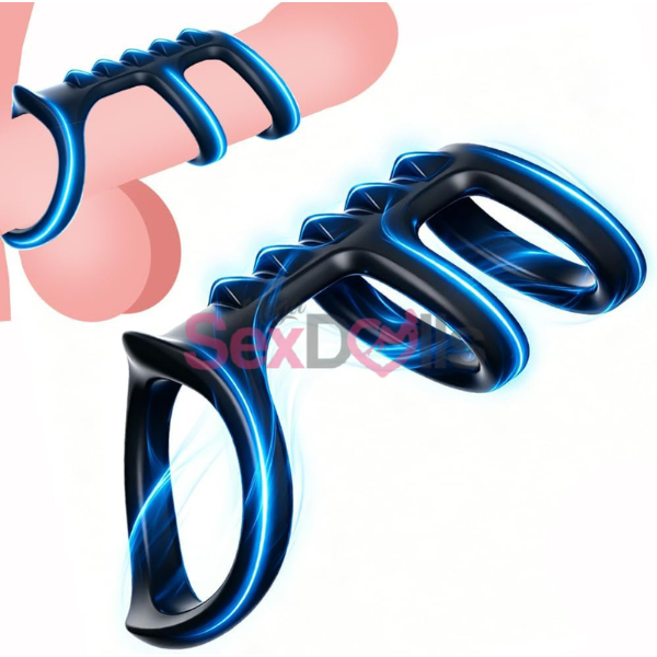 Silicone Triple Cock Penis Ring Sleeve - SaxDoll.Pk