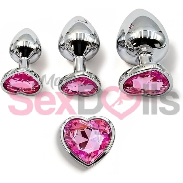 Pink Heart Crystal Anal Plugs
